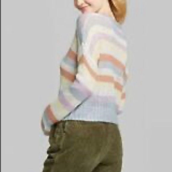 Wild Fable pastel striped loose knit sweater. - Picture 2 of 9
